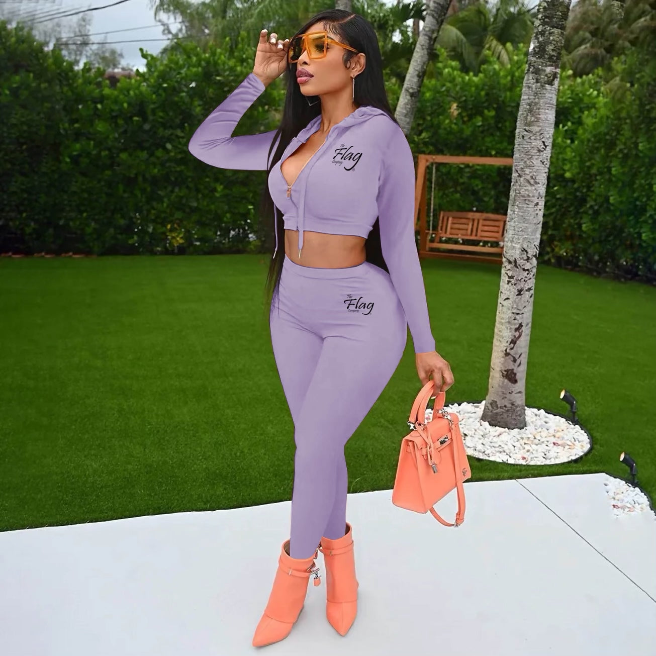 Ladies 2 Piece Crop Top High Waisted Legging Pants Set (Multiple Colors)