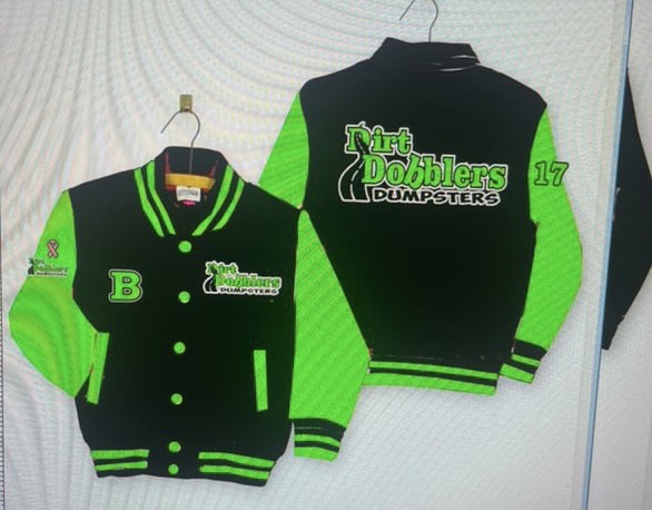 Customized Varsity Dirt Dobblers Green Sleeves