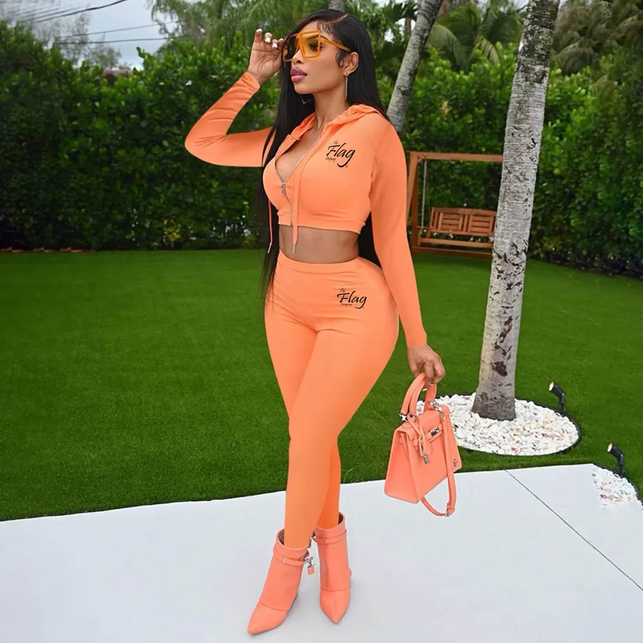 Ladies 2 Piece Crop Top High Waisted Legging Pants Set (Multiple Colors)